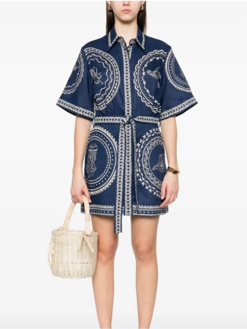 New! ALEMAIS Style Oceane Mini Dress In Navy Blue Sz S
